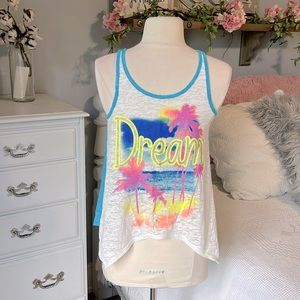Justice Top Flowy Tank Girls 12 Beach Dream Blue Shirt